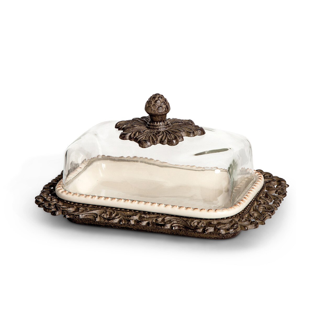 Acanthus Glass Dome Butter Dish style shot 1