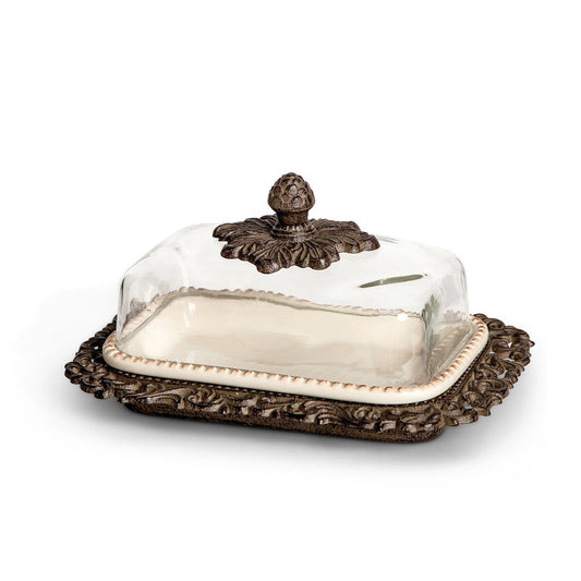 Acanthus Glass Dome Butter Dish style shot 1