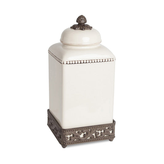 Acanthus Stoneware Square Canister, 15" style shot 1