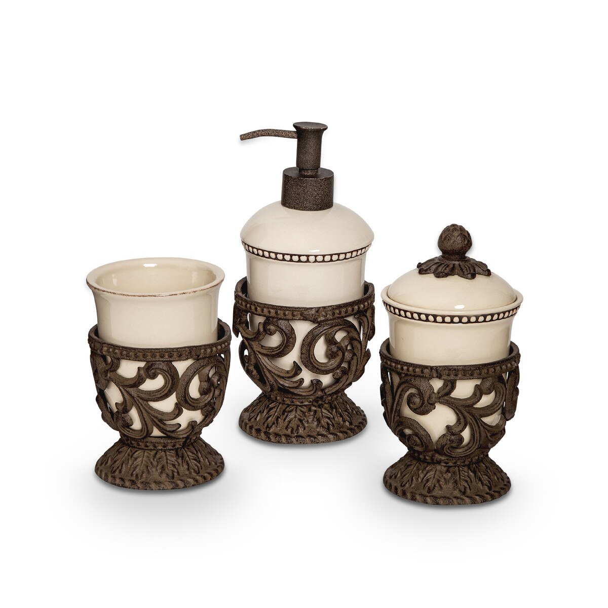 Acanthus Stoneware Vanity Set, Set of 3 style shot 1