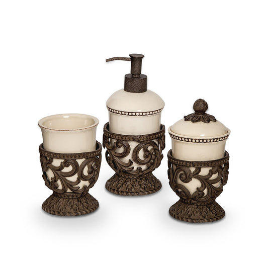 Acanthus Stoneware Vanity Set, Set of 3 style shot 1