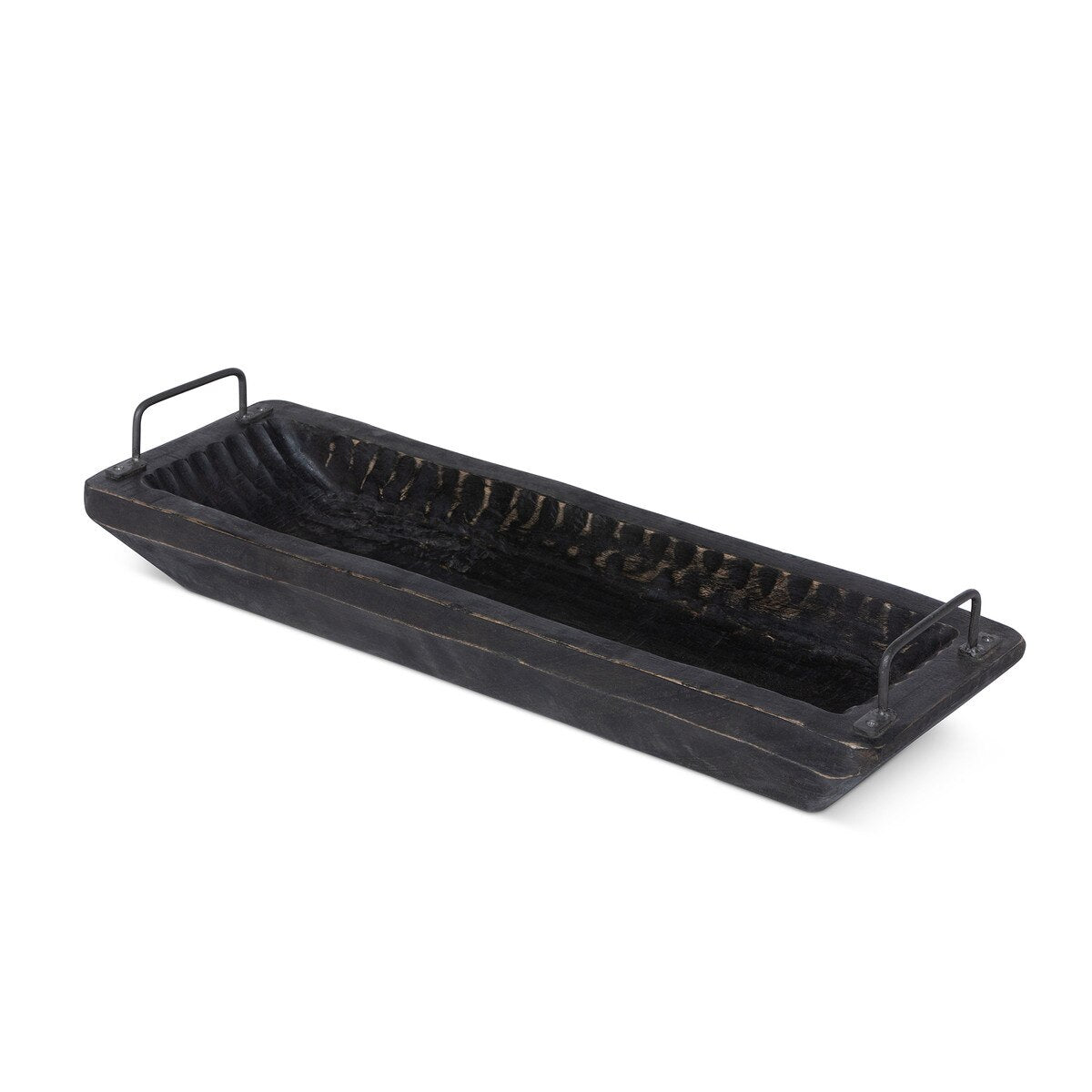 Carved Wood Tray with Iron Handles style shot 1