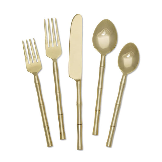 Bamboo Motif Gold Flatware, Boxed Set of 5 style shot 1