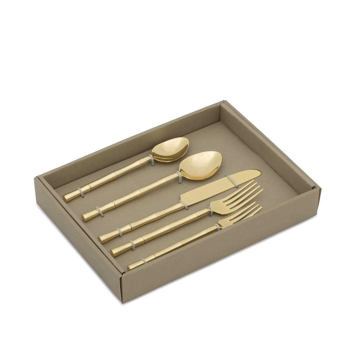 Bamboo Motif Gold Flatware, Boxed Set of 5 style shot 2