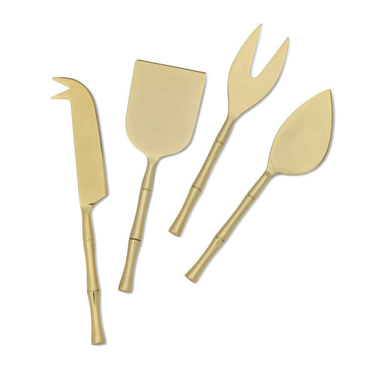 Bamboo Motif Gold Cheese Servers, Boxed Set of 4 style shot 1
