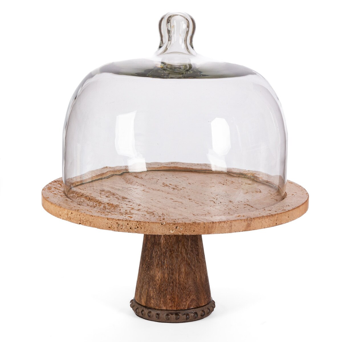 Marble Cake Plate with Glass Dome on Pedestal, 17.5" style shot 1