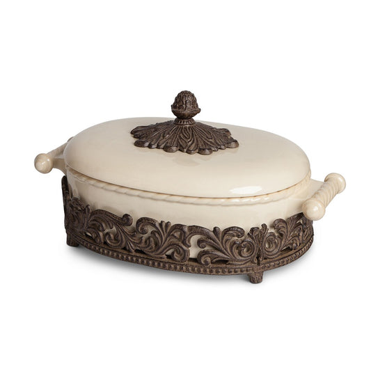 Acanthus Stoneware Lidded Casserole Dish style shot 1