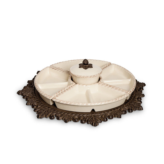 Acanthus Stoneware Crudité Server style shot 1