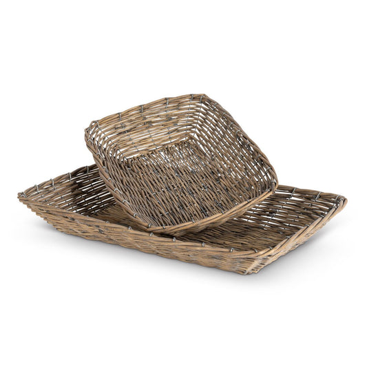 Woven Willow  Trays, Set of 2 style shot 1