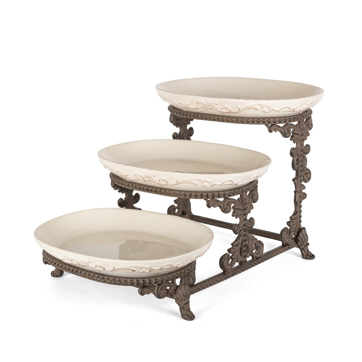 Acanthus Stoneware 3-Tier Server style shot 1