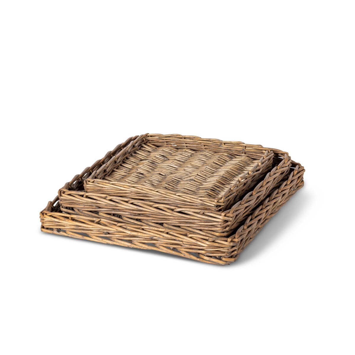 Woven Willow Square Trays, Set of 3 style shot 2