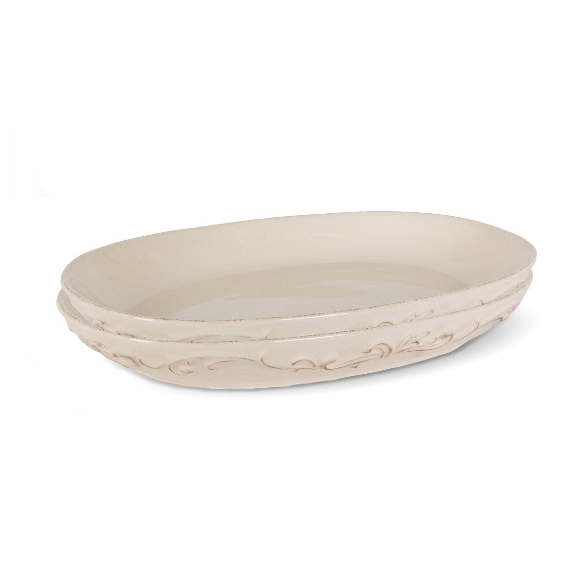 Acanthus Stoneware Oval Serving Platters, Set of 2 style shot 2