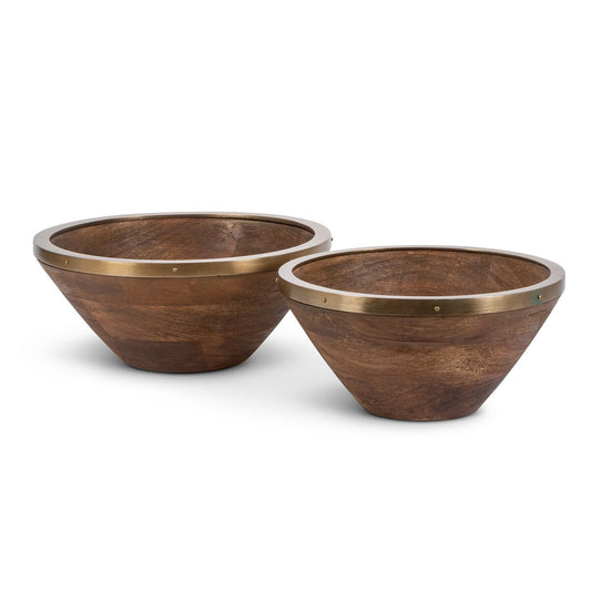Mango Wood Serving Bowls, Set of 2 style shot 1