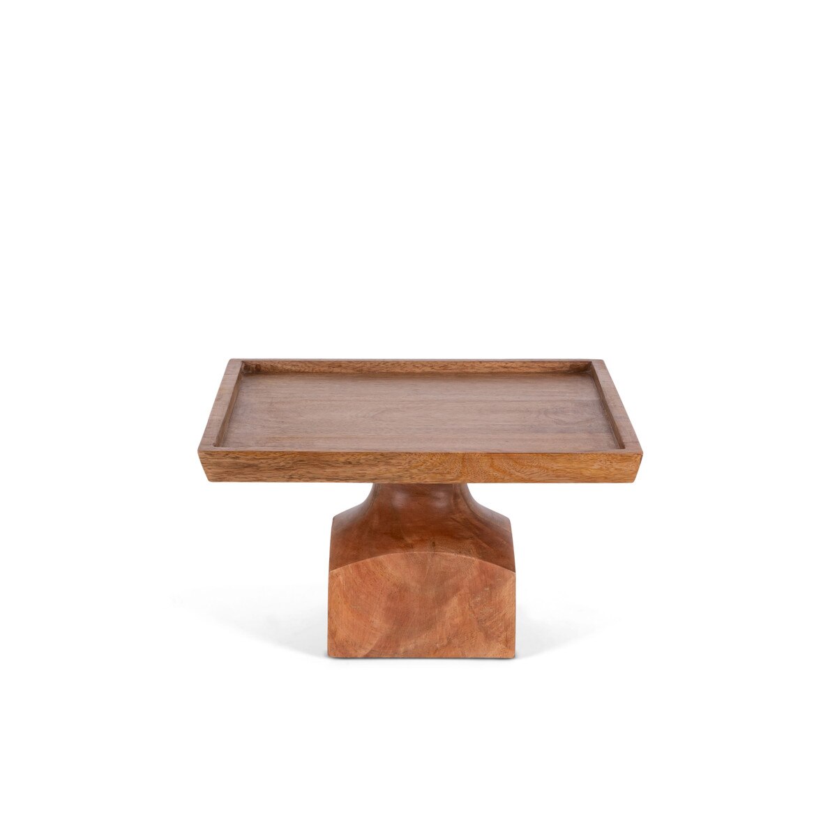 Mango Wood Square Serving Pedestal, 10" style shot 1