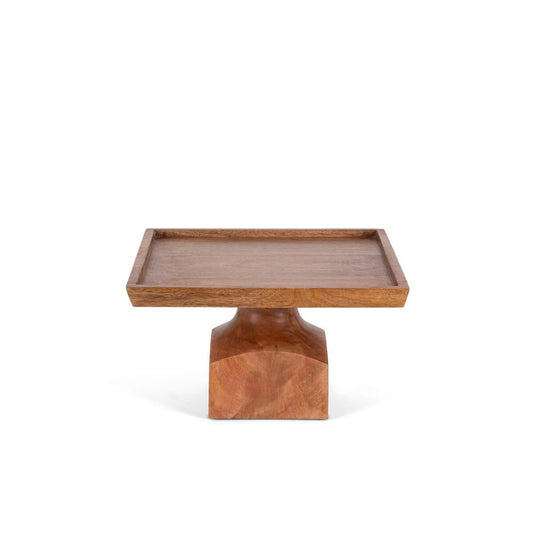 Mango Wood Square Serving Pedestal, 10" style shot 1