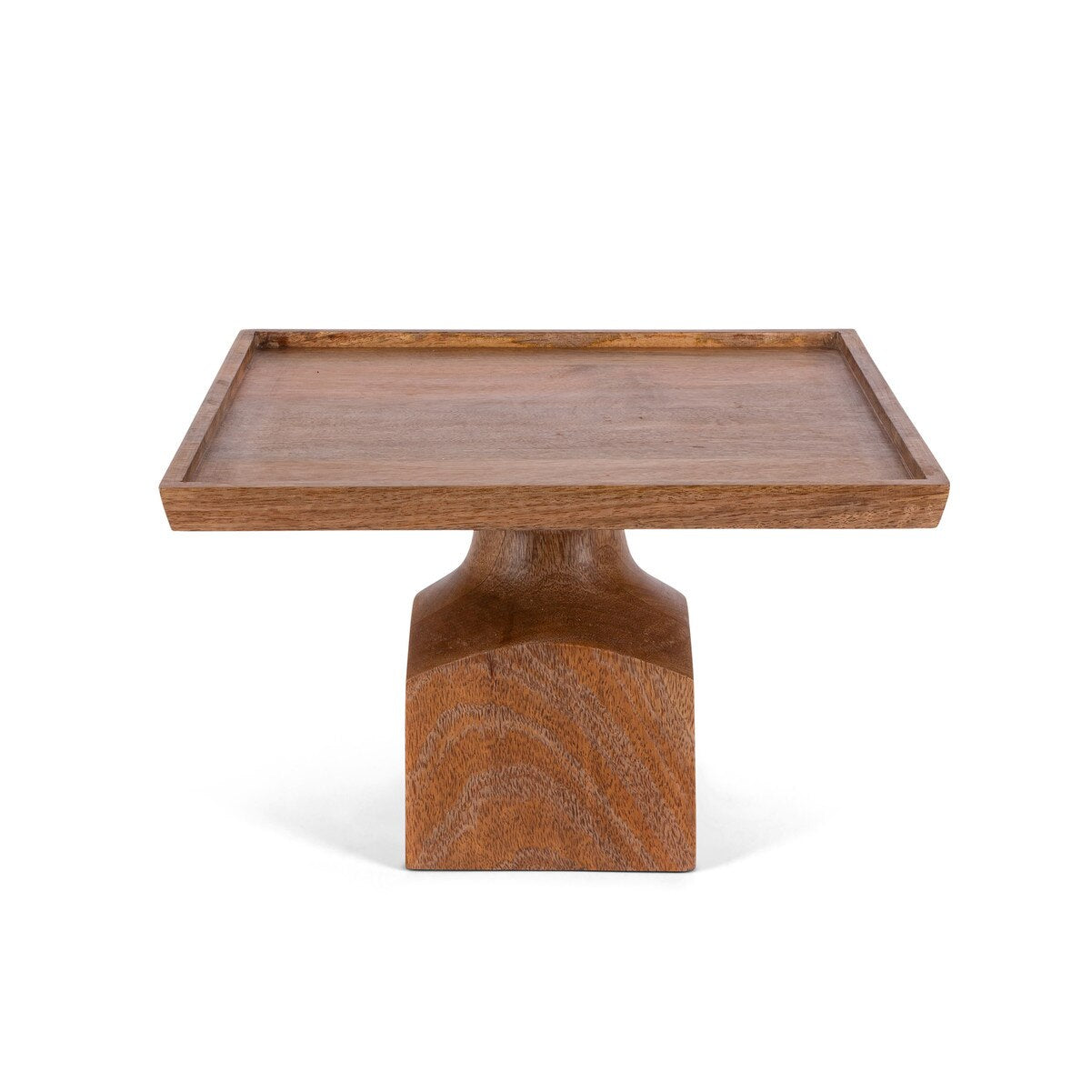 Mango Wood Square Serving Pedestal, 12" style shot 1