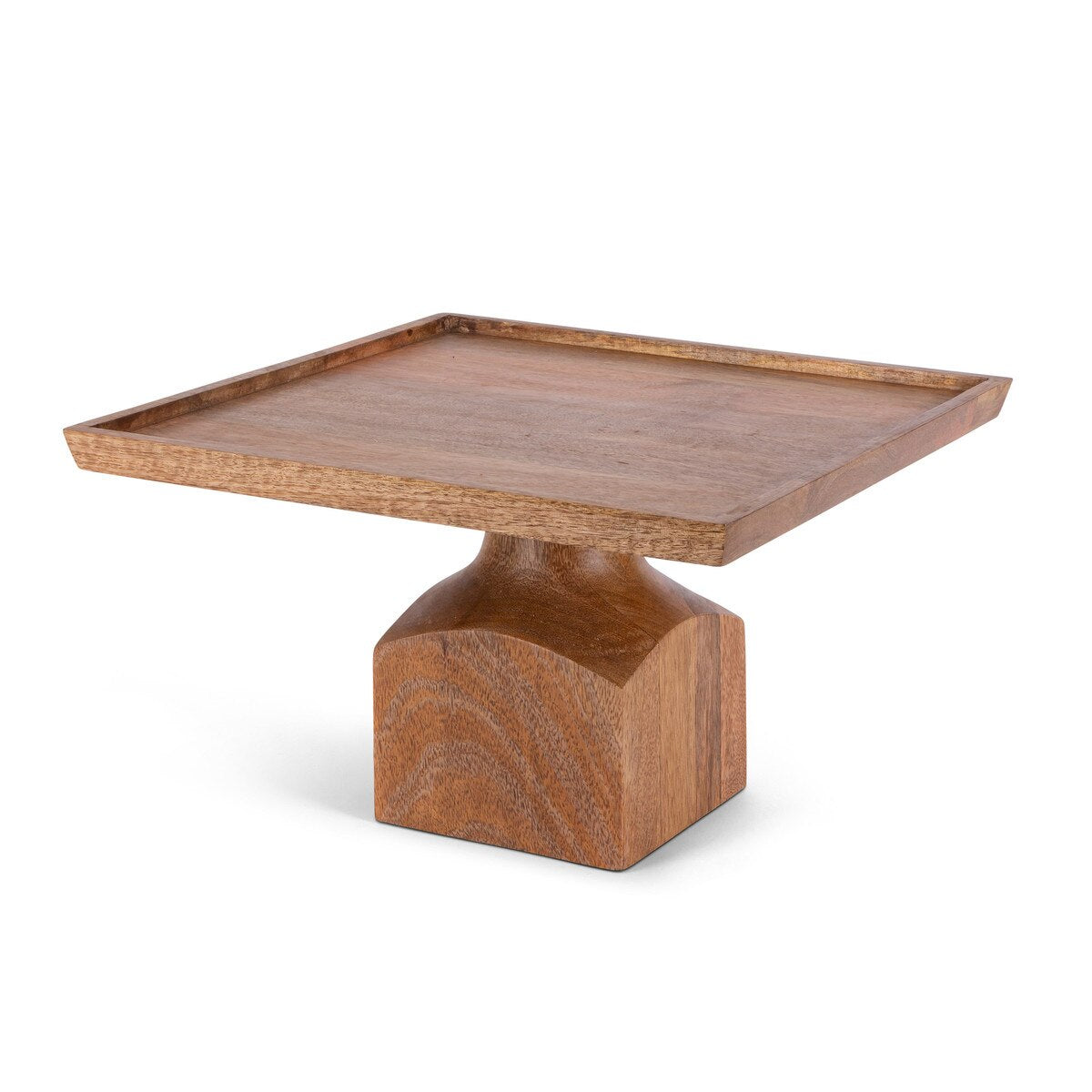 Mango Wood Square Serving Pedestal, 12" style shot 2