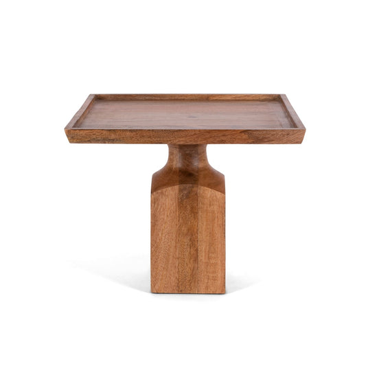 Mango Wood Square Serving Pedestal, 14" style shot 1