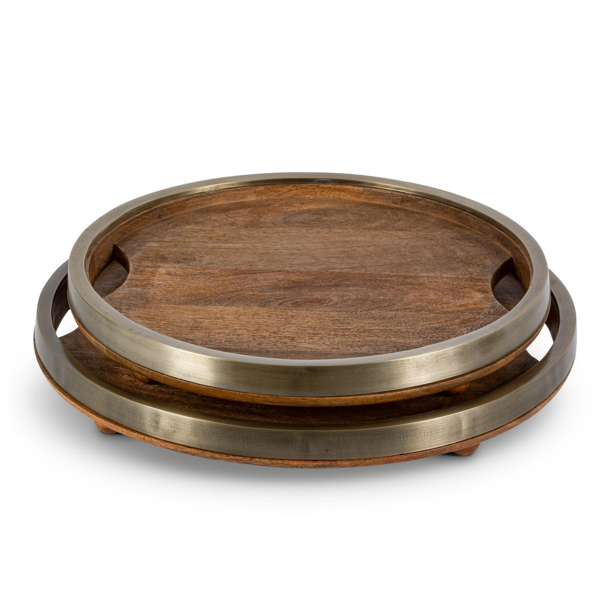 Mango Wood Round Trays, Set of 2 style shot 2