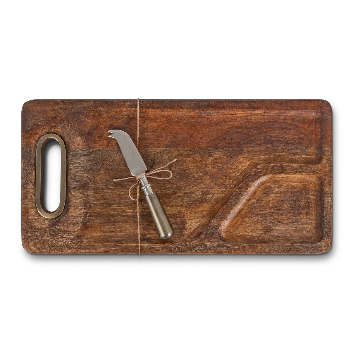 Mango Wood Cutting Board with Cheese Knife, 16" style shot 2
