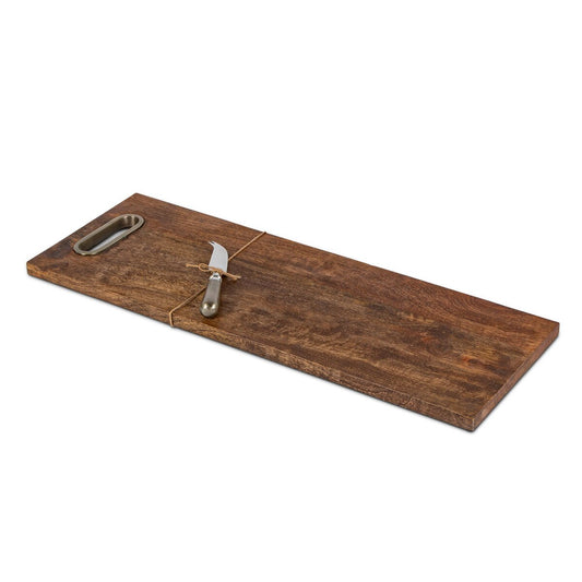 Mango Wood Cutting Board with Cheese Knife, 22" style shot 1