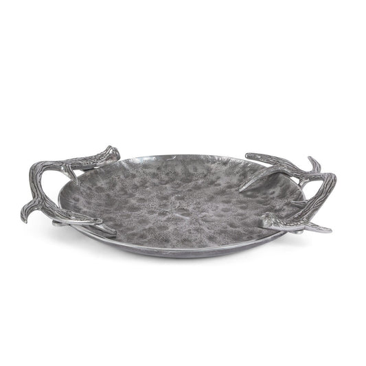 Cast Aluminum Hammered Round Tray, 20" style shot 1