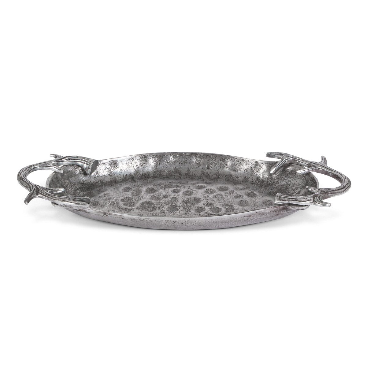 Cast Aluminum  Hammered Oval Tray style shot 1