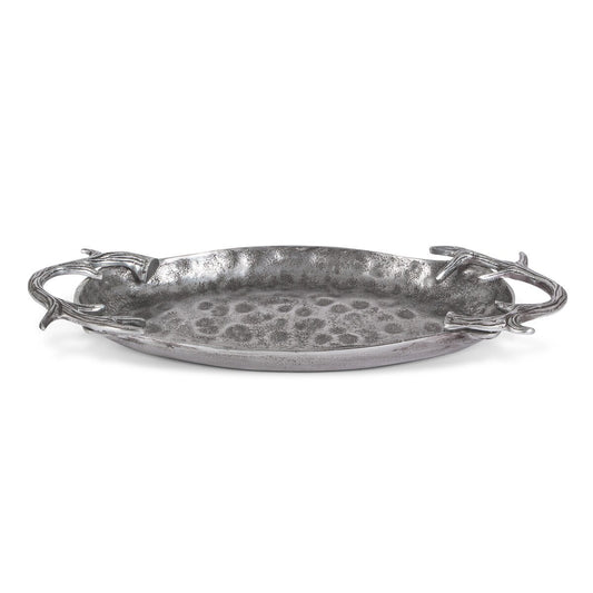 Cast Aluminum  Hammered Oval Tray style shot 1
