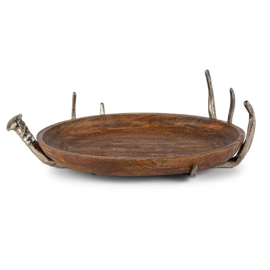 Mango Wood Tray with Antler Stand style shot 1