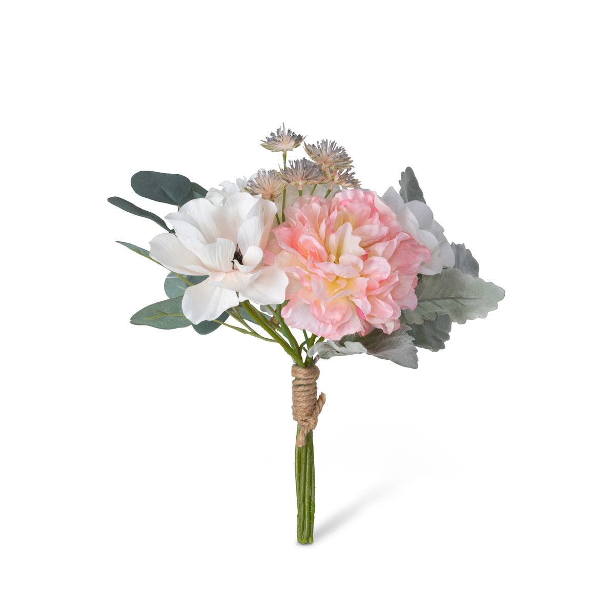 Peony and Dusty Miller Mixed Bouquet style shot 1