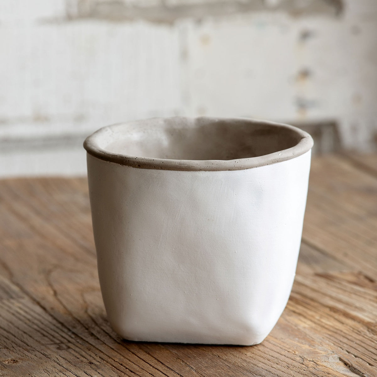 Orchard White Cement Planter, Medium style shot 1