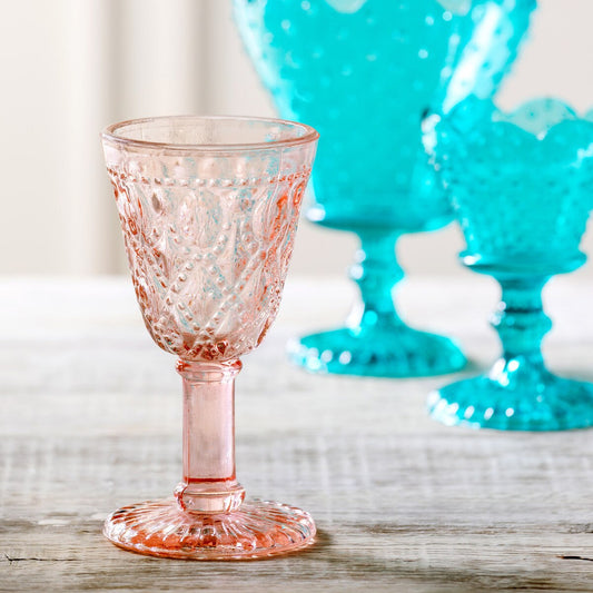 Pressed Glass Pink Votive Holder
