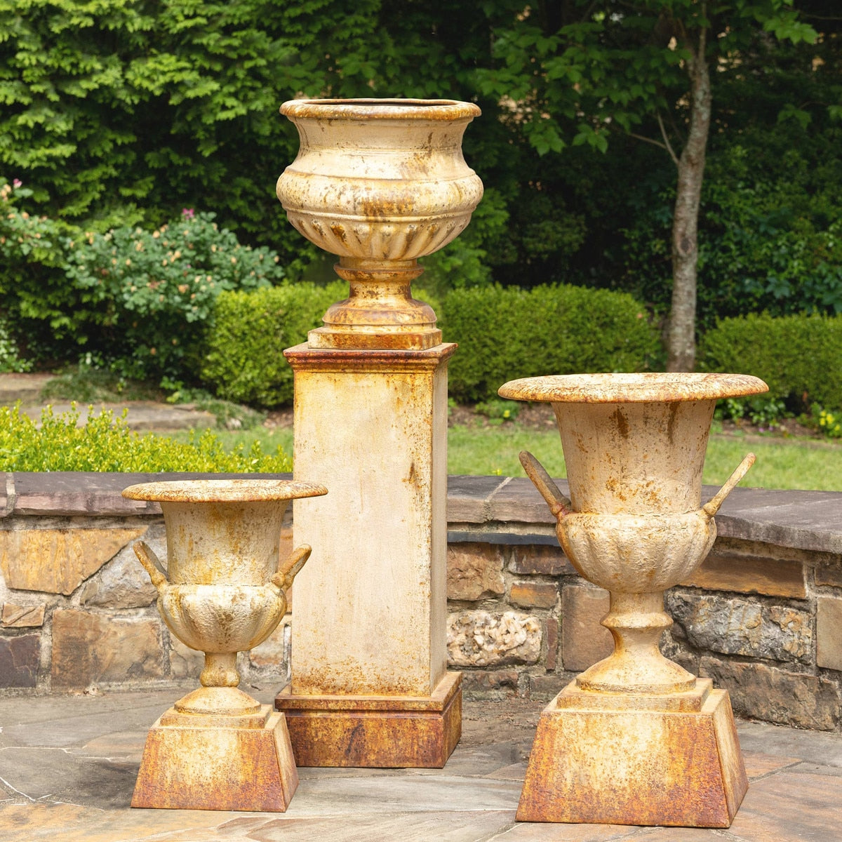 Metal Portico Urn with Tall Pedestal style shot 2