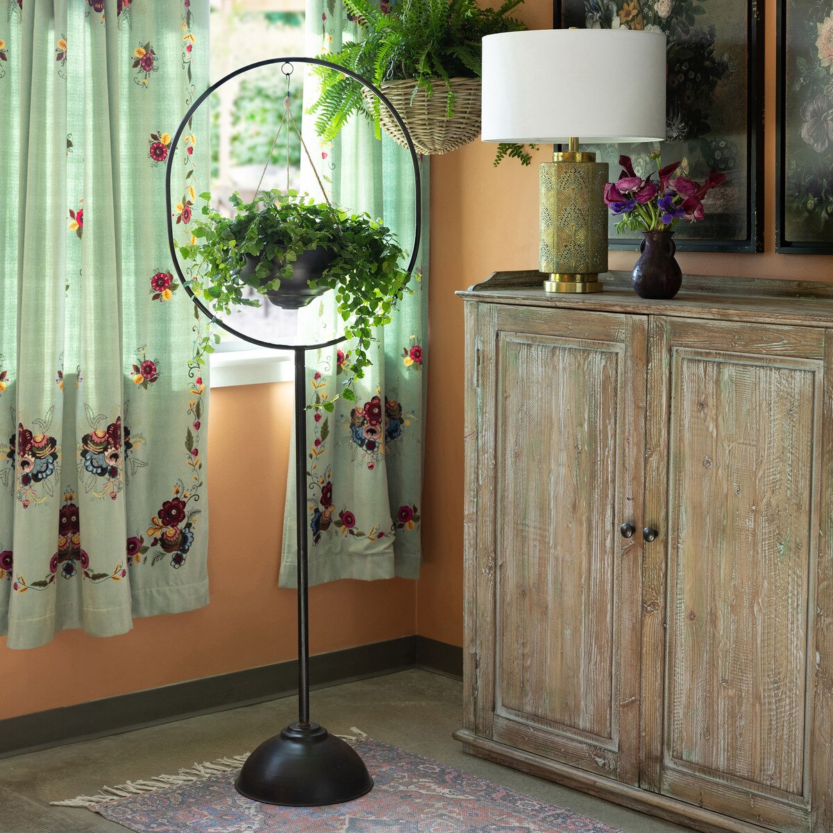 Spherical Iron Plant Stand style shot 1