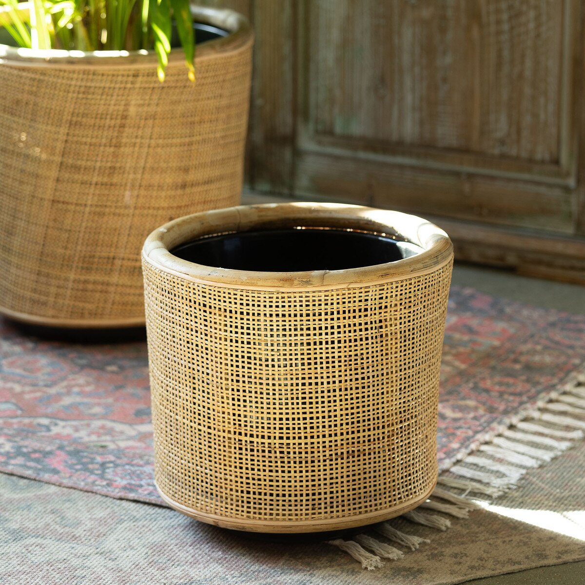 Woven Rattan Plant Basket, 12"