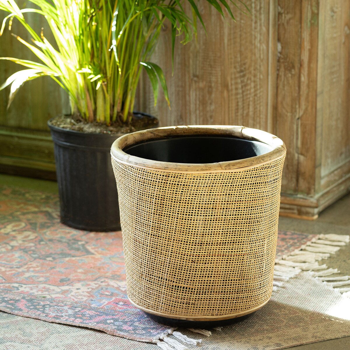 Woven Rattan Plant Basket, 14"