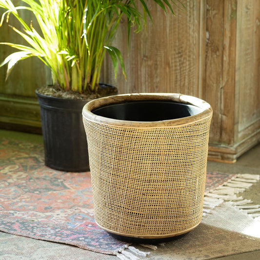 Woven Rattan Plant Basket, 14"
