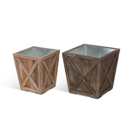 Reclaimed Wood Town & Country Planters, Set of 2 style shot 1