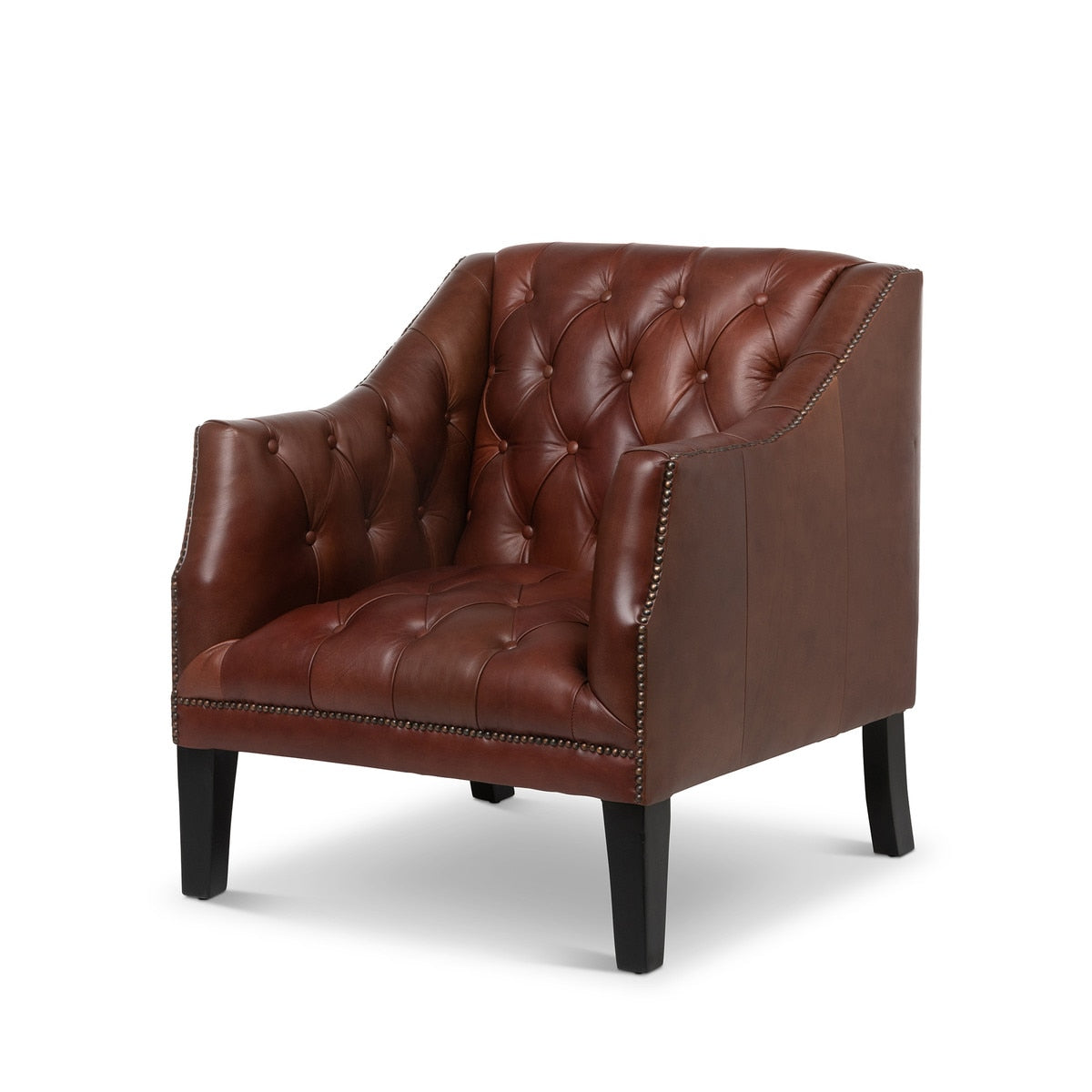 Mahogany Leather Library Chair, Cordovan style shot 1