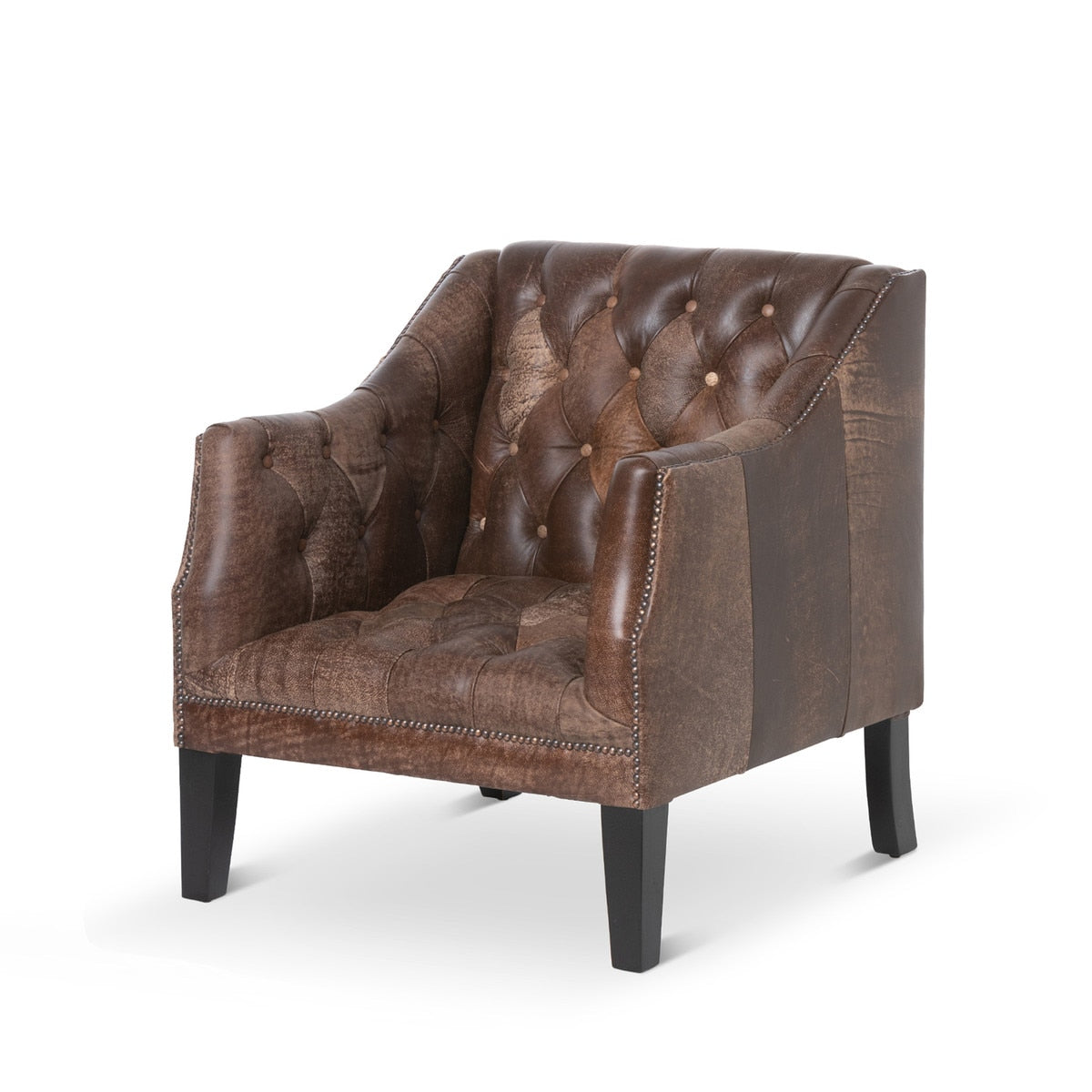 Brent Tufted Leather Club Chair, Vintage Umber style shot 1