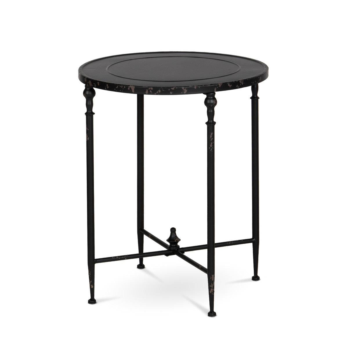 Antique Black Metal Round Side Table