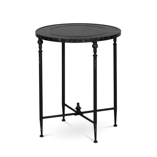 Antique Black Metal Round Side Table