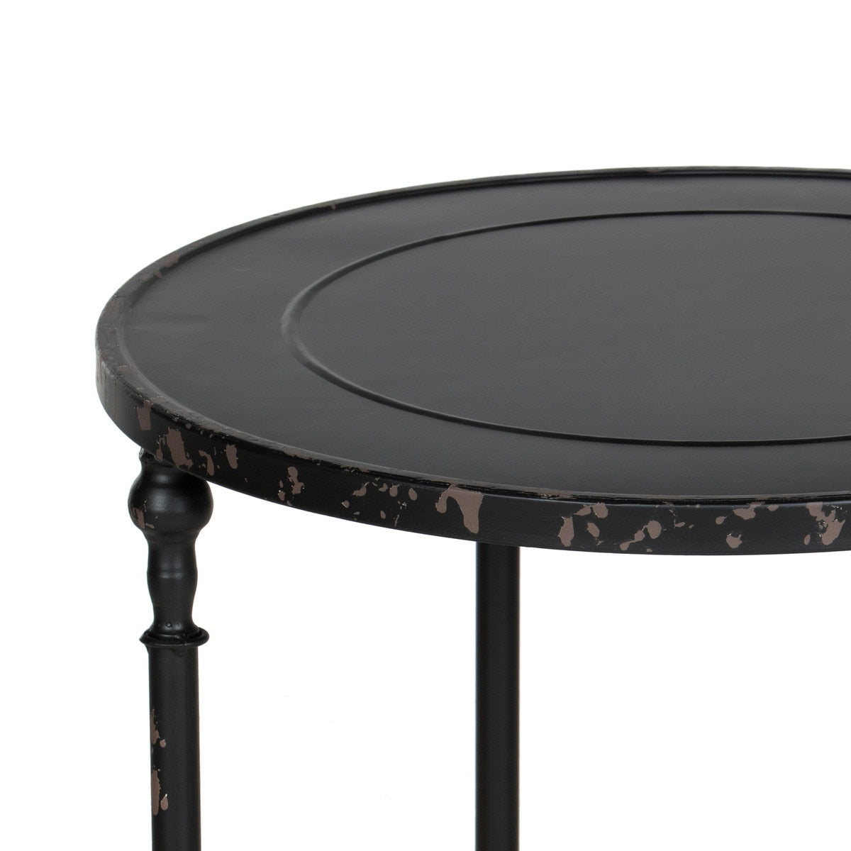 Antique Black Metal Round Side Table style shot 2