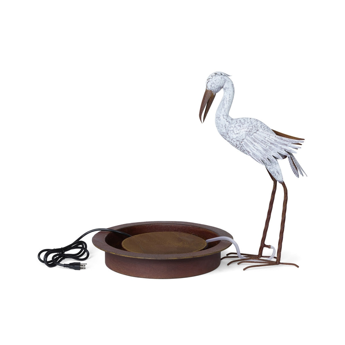 Great Egret Garden Fountain style shot 1