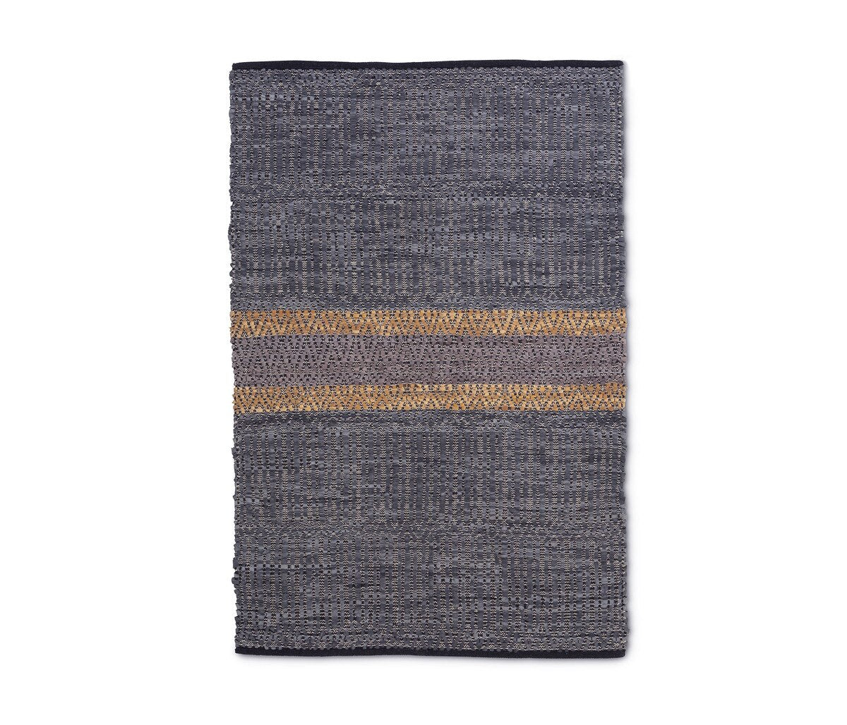 Woven Leather Stripe Rug, 4' x 6' style shot 1