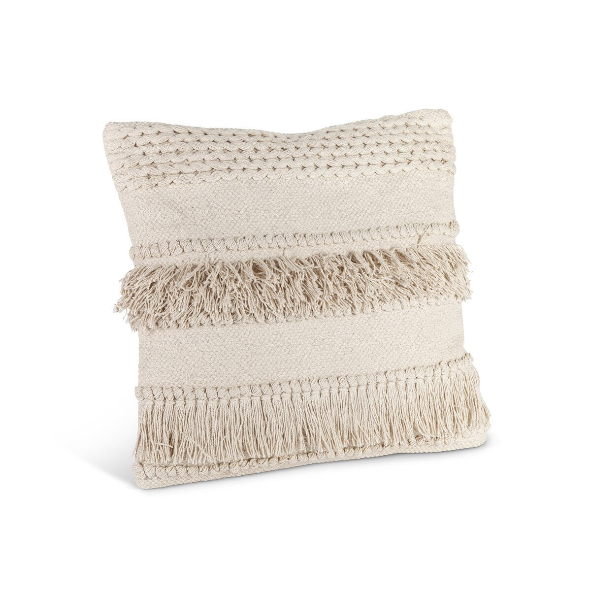 Cotton Woven Fringe Square Pillow style shot 1