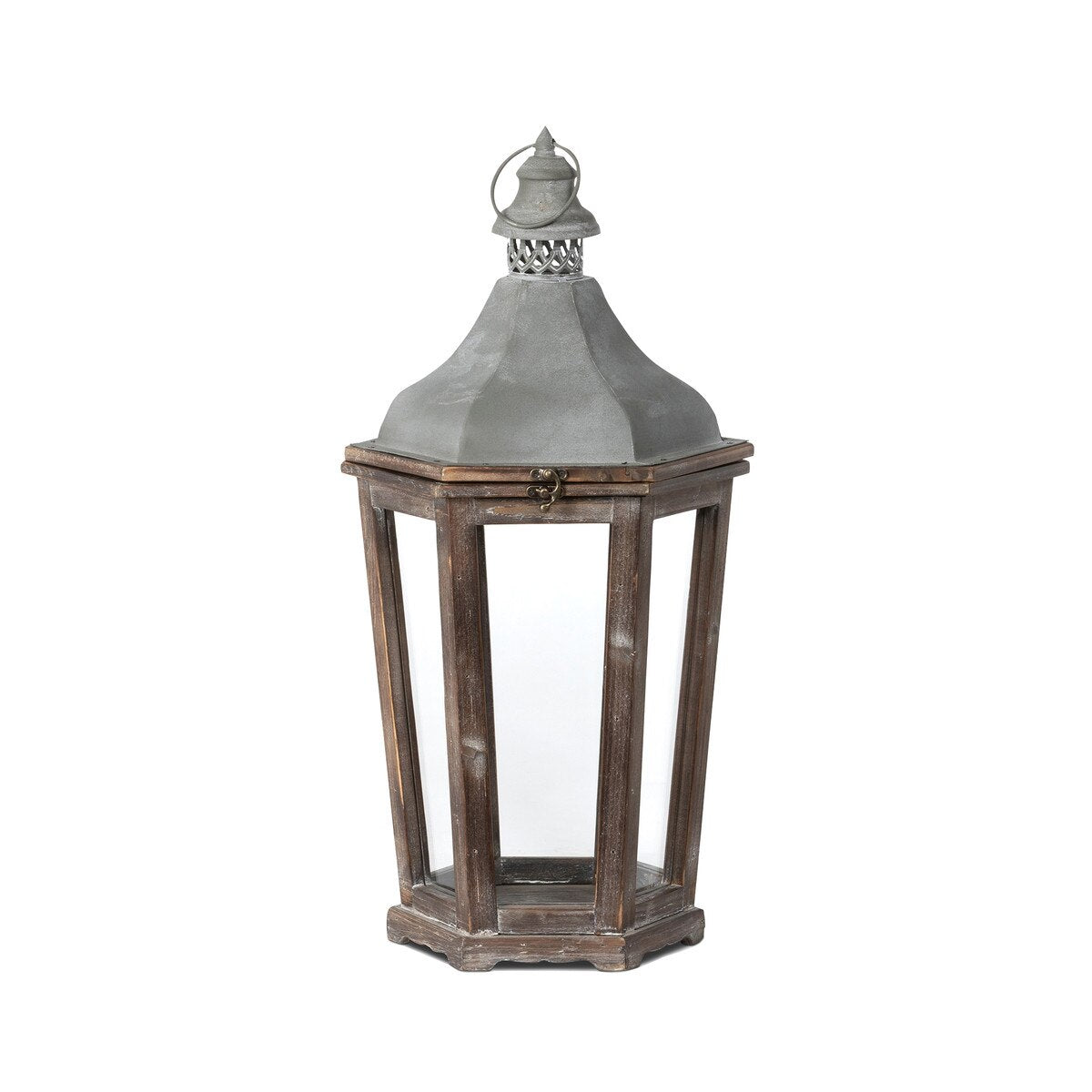 Wood & Galvanized Metal Lantern, Medium style shot 1