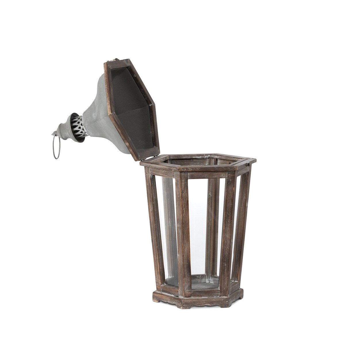 Wood & Galvanized Metal Lantern, Medium style shot 2