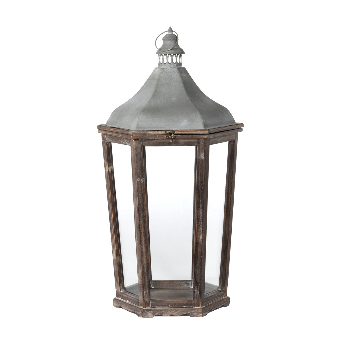Wood & Galvanized Metal Lantern, Large style shot 1