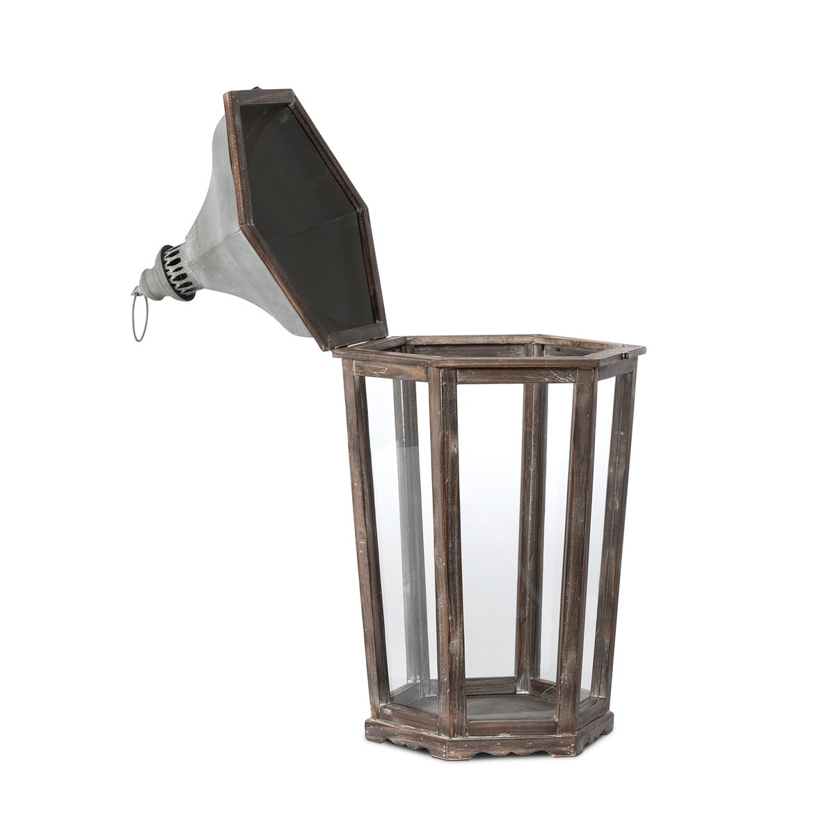 Wood & Galvanized Metal Lantern, Large style shot 2